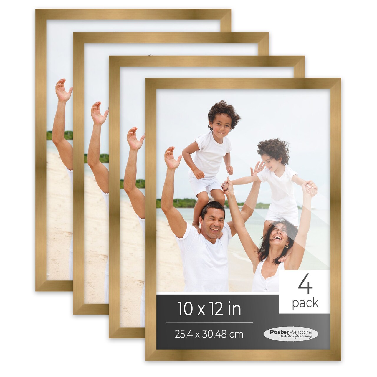 Pack of 4 Metallic Bronze Picture Frames | Solid Wood | UV-Resistant Acrylic | Easy Gallery Wall Setup